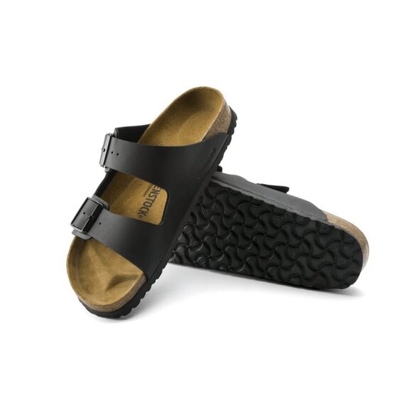 Birkenstock Arizona Birko-flor Black Leather Unisex Sandal Hard Footbed